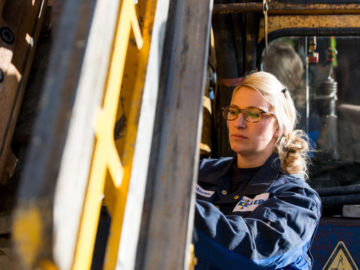 Female Keller engineer working on a rig at Renchen in Germany