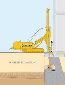 Keller rig demonstrating jet grouting technique